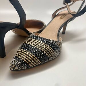 Louise et Cie Black and Gold Woven Heels